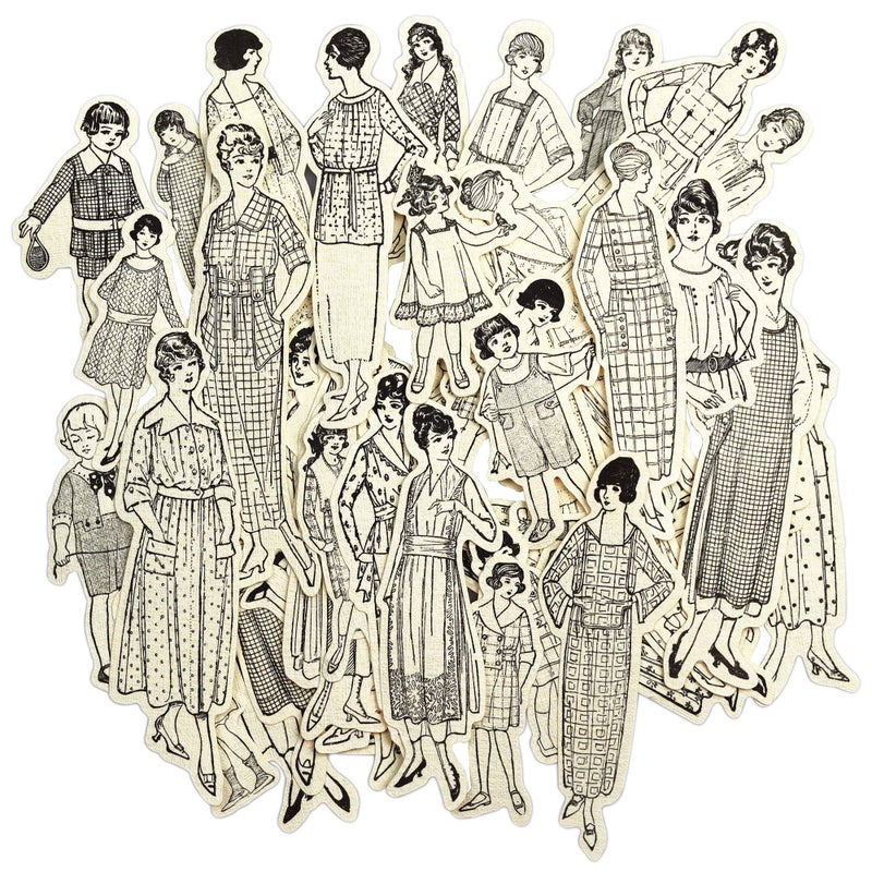 CATaireen Paper Dolls Ephemera Collage Kit 45PCS by CATaireen Junk Journal Supplies Vintage Picture Cards - Image 1